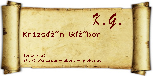 Krizsán Gábor névjegykártya