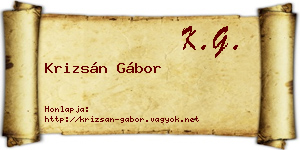 Krizsán Gábor névjegykártya